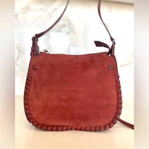 AllSaints Red Ray Soft Suede Leather Crossbody Bag